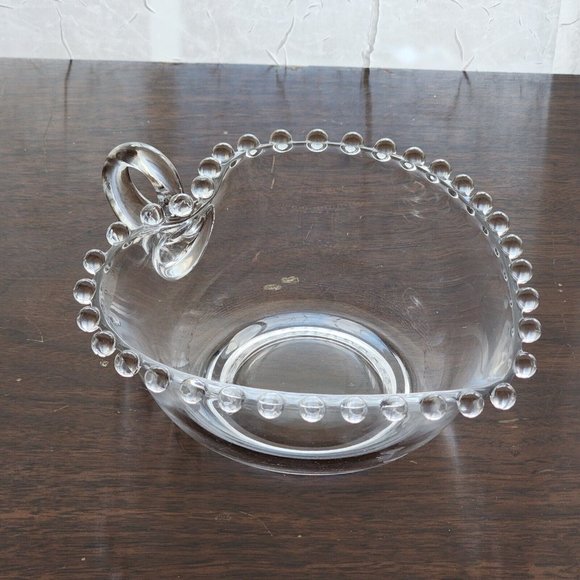 Imperial Glass Candlewick Handled Heart Shaped Bowl 5" bubble edge dish vintage - Picture 4 of 11